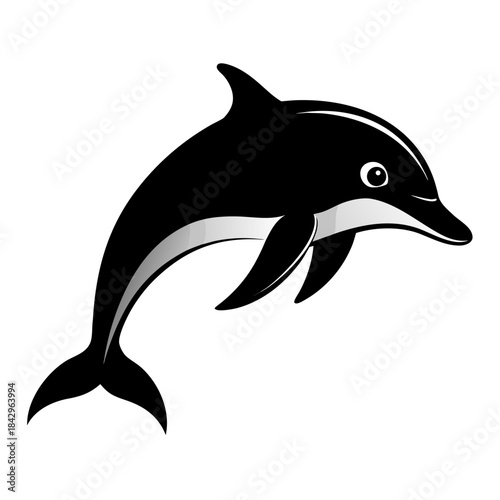 Dusky Dolphin Silhouette Vector on White Background – Simple Marine Animal Design