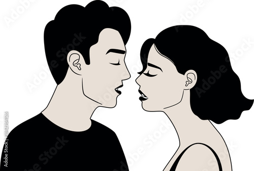 Romance black logo. Man and woman love each other