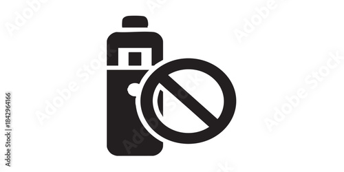 Vaping device ban solid icon, dangers of smoking concept. Vector graphics. Prohibited item sign on white background, style icon mobile or web design.
