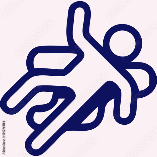 Vector icon stick figure giving a high five on isolated