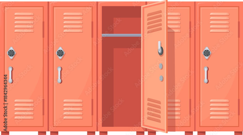 Fototapeta premium Work clothes storage lockers with cartoon metal door