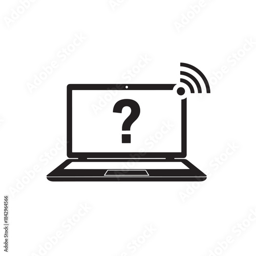 Laptop with Question Mark and WiFi Signal on Screen
