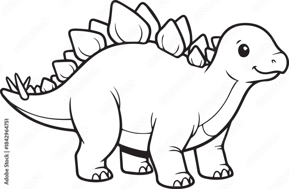 Fototapeta premium Dragon walking with a soft rounded cute fantasy style in clean minimal line art one line art