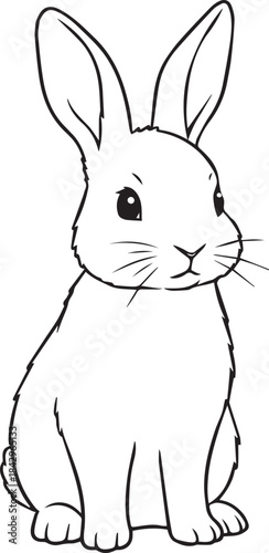 Rabbit drawn in a soft simple gentle minimal character style with cute rounded line art one line art