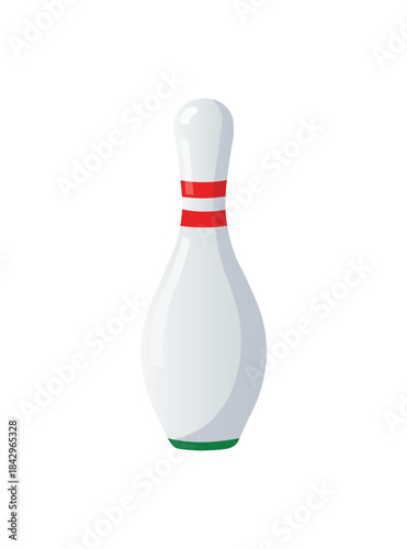 Classic White Bowling Pin with Red Stripes