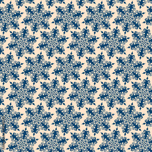 Winter seamless pattern with snowflakes, holiday background. Vector illustration for fabric, textile wallpaper, posters, gift wrapping paper. Christmas vector illustration. Falling snow.