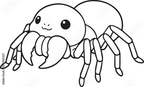 Spider illustrated in a clean simple minimal insect style with soft curved line art one line art