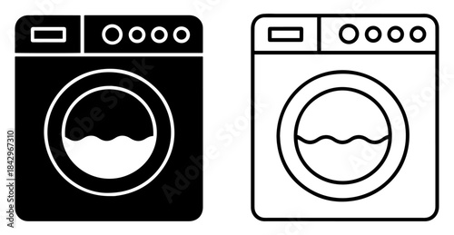 minimal washing machine icon vector