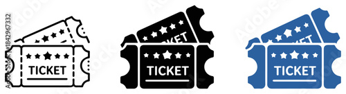 vintage ticket icon set vector