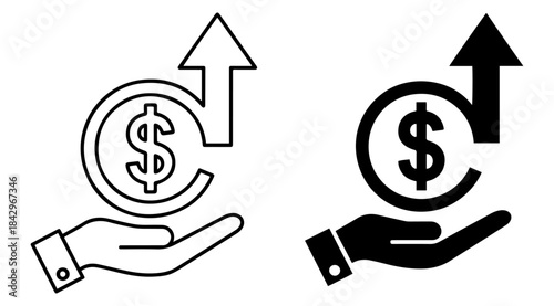 profitability business growth icon set