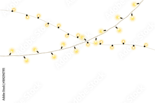 ✨ Realistic Glowing Yellow Christmas Lights on Transparent Background Vector for Festive Holiday and Party Decoration