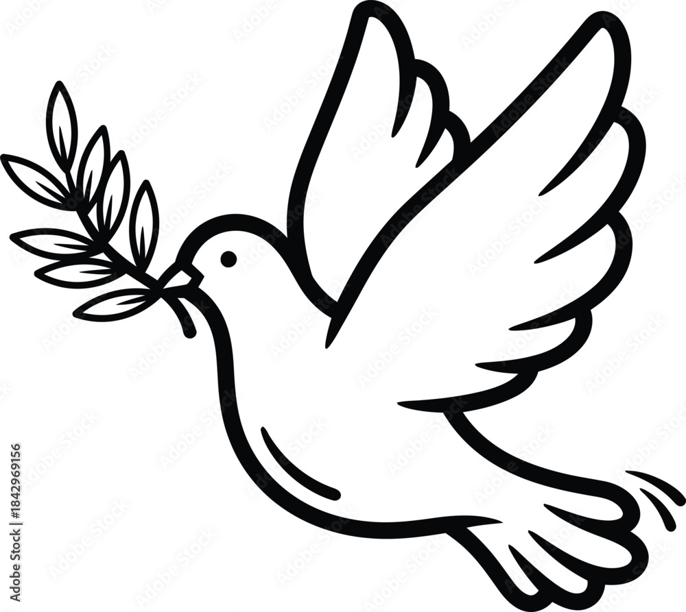 Obraz premium Peace Dove With Olive Branch Vector