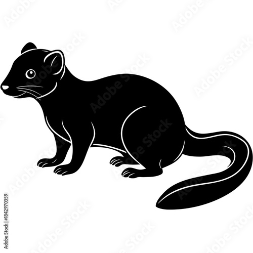Dwarf Mongoose Silhouette Vector Illustration on White Background