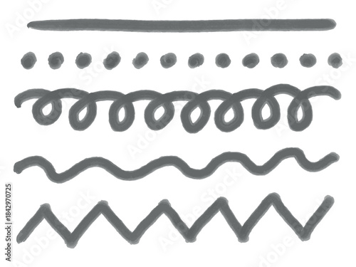 手描き風のグレーライン装飾セット /Hand Drawn Gray Line Decoration Set