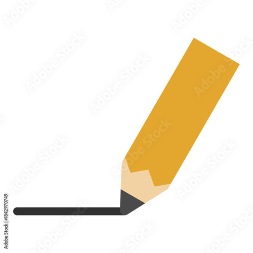 線を描く黄色い鉛筆のアイコン /Pencil Drawing Line Flat Icon