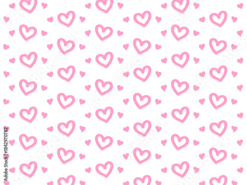 手描き風ハートのかわいいパターン背景/Cute Hand Drawn Heart Repeating Pattern