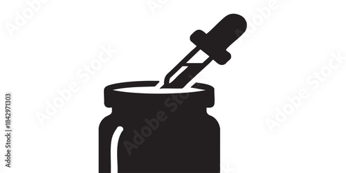 Jar with pipette solid icon, vaping concept. Vector graphics. Liquid filler sign on white background, style icon mobile or web design.
