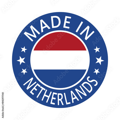 Netherlands Made in Stamp in circle with flag Vector template on white background Free Download Netherlands Made in Stamp in circle with flag Vector template on white background - GFXLoad
