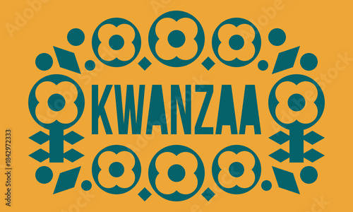 Kwanzaa Happy Celebration. African and African-American culture holiday. Seven days festival, celebrate annual from December 26 to January 1. Black history. Poster, card, banner and background. Vector