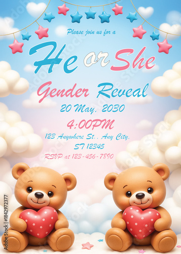 Luxury Gender Reveal Invitation Template – Gold Accents Baby Card