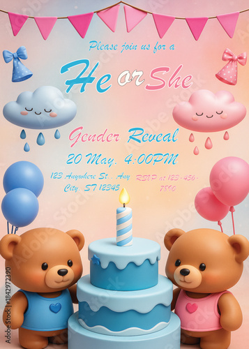 Minimal Neutral Gender Reveal Invitation – Modern Baby Shower Card