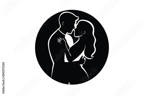 couple hugging silhouette icon