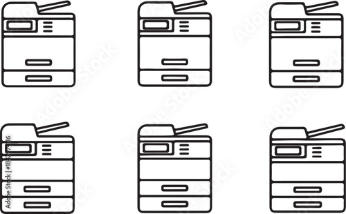 Office copier machine set printer scanner also transparent background