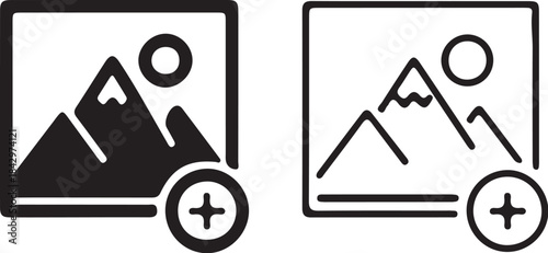 Mountain landscape with plus sign also transparent background