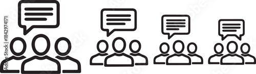 People with speech bubbles communication discussion also transparent background