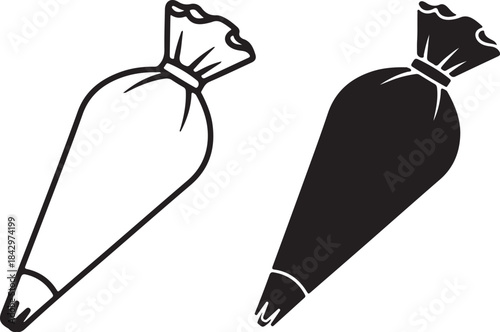 Piping bag outline and silhouette for baking pastry bag icing bag also transparent background