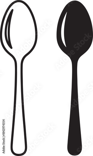 Spoon outline and silhouette for eating utensil cutlery also transparent background