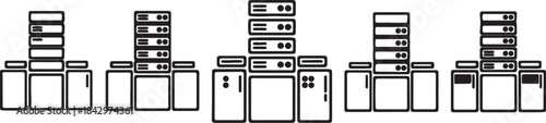 Stacked Server Racks and Storage Units data storage computer hardware also transparent background