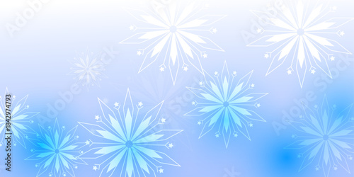 crystal snowflakes on ice blue background