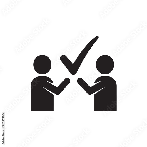 Two People Shaking Hands with Checkmark
