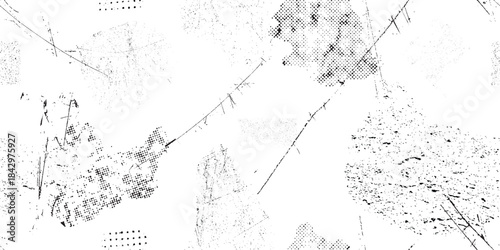 Distressed, scratched, dotted grunge endless pattern . seamless pattern texture. Grange shapes .Grunge film scratchy texture . Vector grainy retro noise texture .Screen print endless pattern texture.