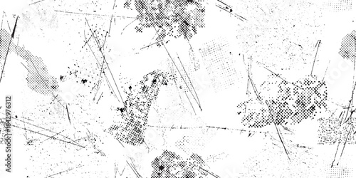 Distressed, scratched, dotted grunge endless pattern . seamless pattern texture. Grange shapes .Grunge film scratchy texture . Vector grainy retro noise texture .Screen print endless pattern texture.