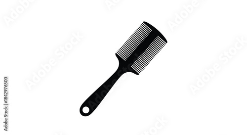 A black comb isolated on a white background.