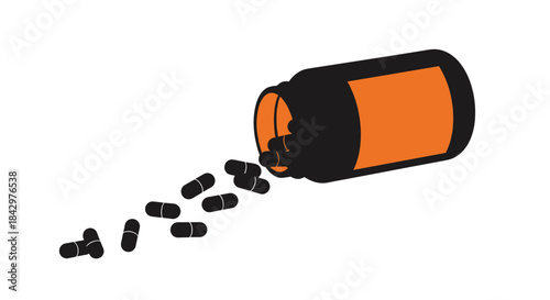 Prescription pills spilling out of a medicine bottle.