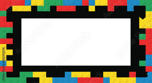 A frame made of colorful building blocks.