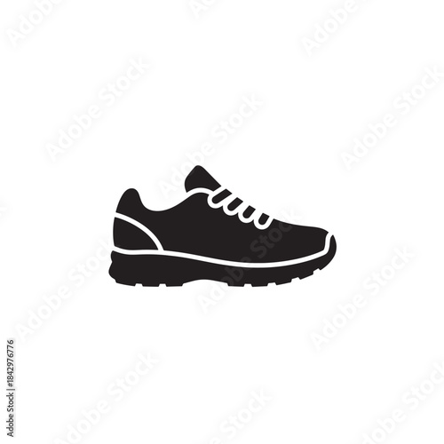 Black Running Shoe with White Accents