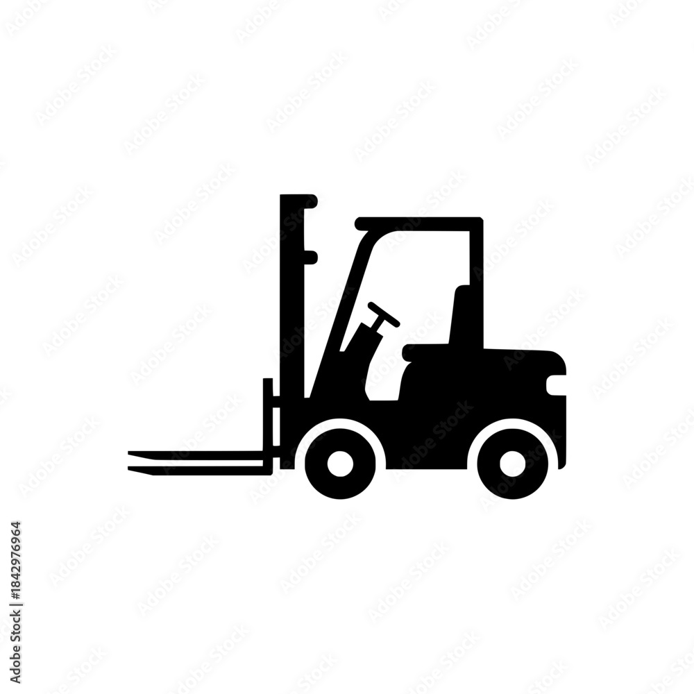 Naklejka premium Forklift Truck Icon Lifting, Warehouse, Logistics and Material Management Symbol