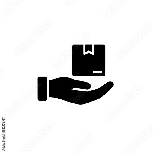 Gift Box Icon in Hand, Concept of Safe Delivery and Receiving of Packages