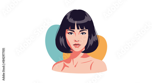 A portrait of a woman with a bob haircut.