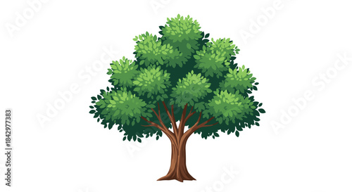 Vibrant illustration of a tree with lush green foliage, showcasing nature and life.