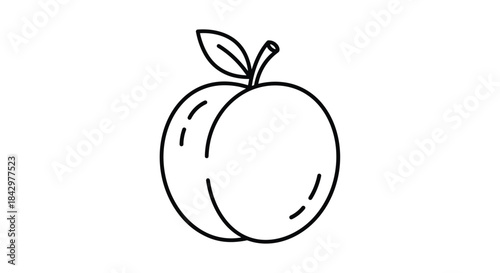 Simple line art illustration of a ripe peach, representing fruits.