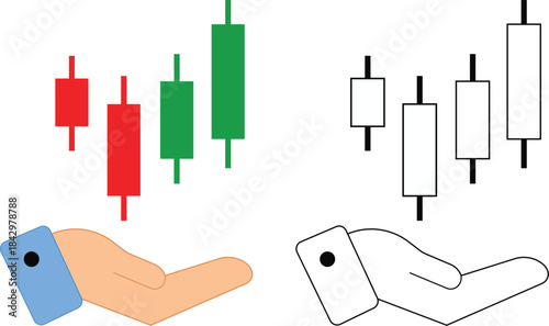 Candlestick chart icon. Day trading. Stock market. Vector icon isolated on white background