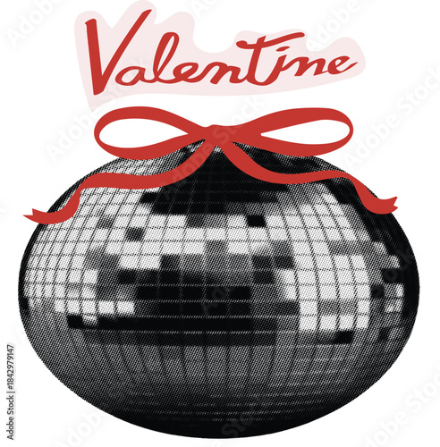 mirror shiny disco ball retro on transparent background	
