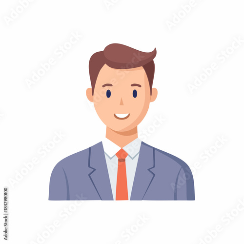 Smiling Businessman Portrait Illustration Friendly Professional in Suit and Tie Avatar Image for Corporate or Personal Use Simple Design