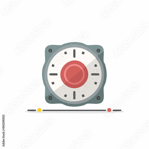 Dial with audio controls, recording interface, and graphic equalizer icon flat design
