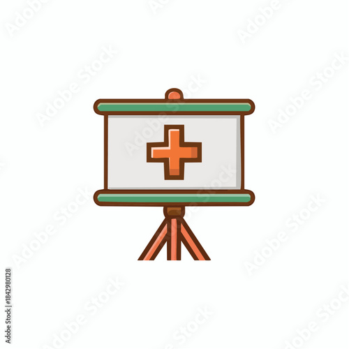 Medical Presentation Board with Plus Sign Healthcare Seminar on Easel Display